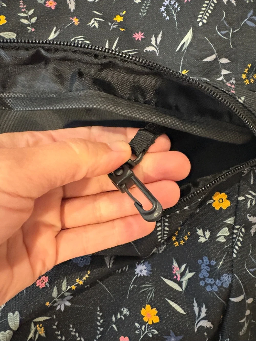 adidas Black Floral Print Backpack with Yellow, Pink and Blue Flowers